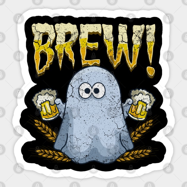 Halloween Ghost Brew Beer Drinking Boo Funny Sticker by E